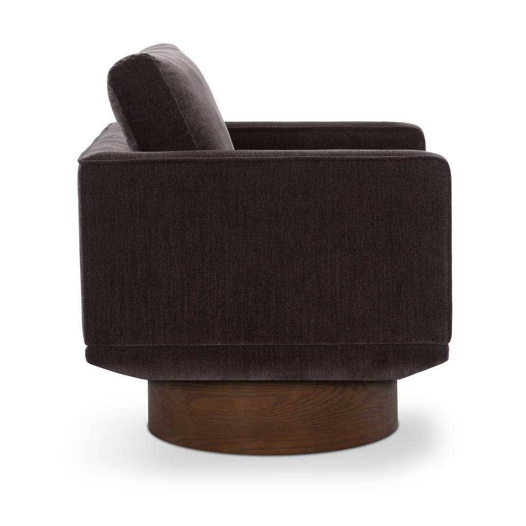 Modern Ganache Brown Swivel Lounge Chair with Tufted Back
