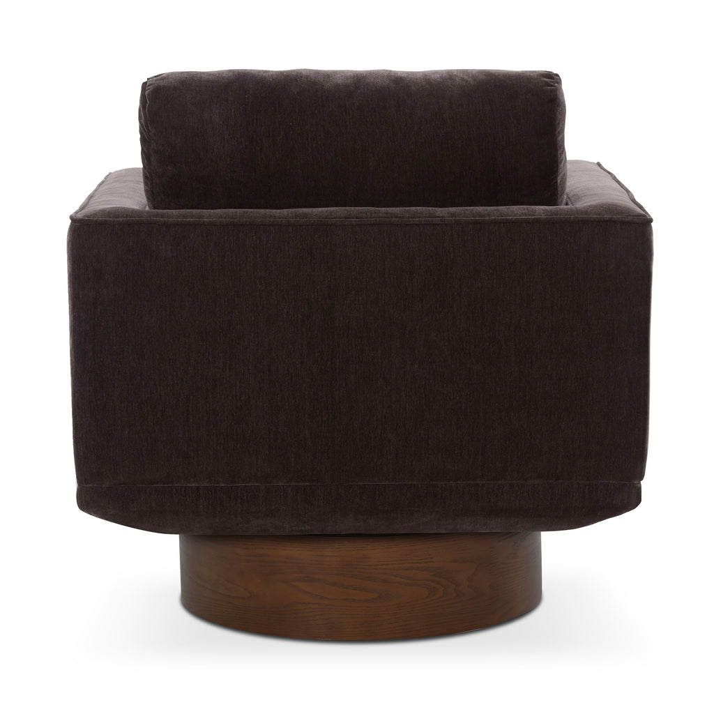 Modern Ganache Brown Swivel Lounge Chair with Tufted Back