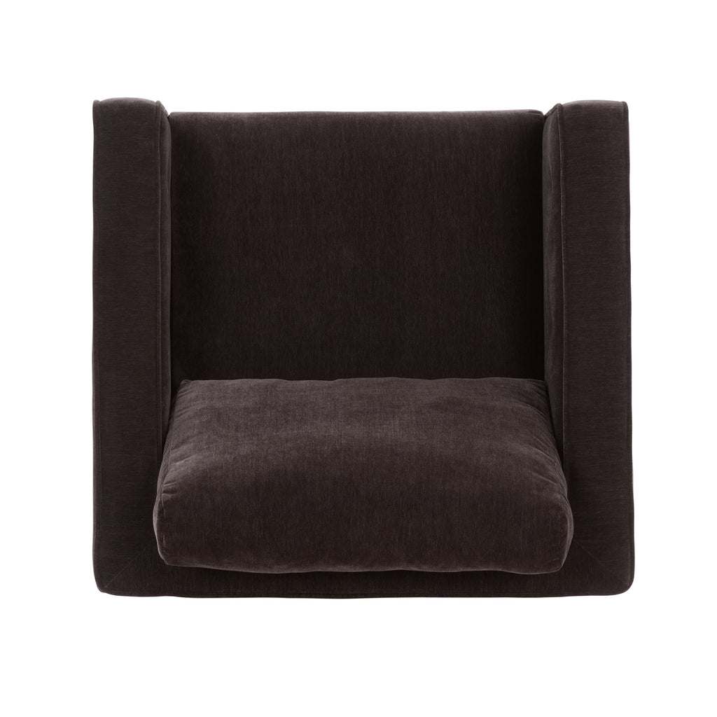 Modern Ganache Brown Swivel Lounge Chair with Tufted Back
