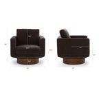 Fauteuil lounge pivotant moderne marron avec dossier capitonné