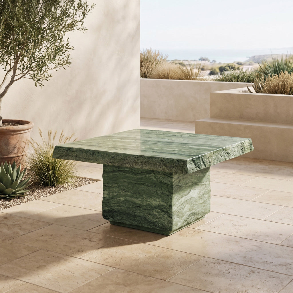 Modern Seaweed Green Coffee Table with Weather-Resistant Build