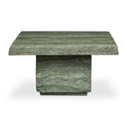 Table basse moderne en vert algue avec une structure résistante aux intempéries
