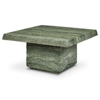 Table basse moderne en vert algue avec une structure résistante aux intempéries