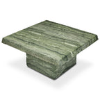 Table basse moderne en vert algue avec une structure résistante aux intempéries