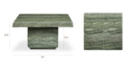 Table basse moderne en vert algue avec une structure résistante aux intempéries