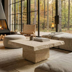 Table basse en travertin moderne avec construction résistante aux intempéries