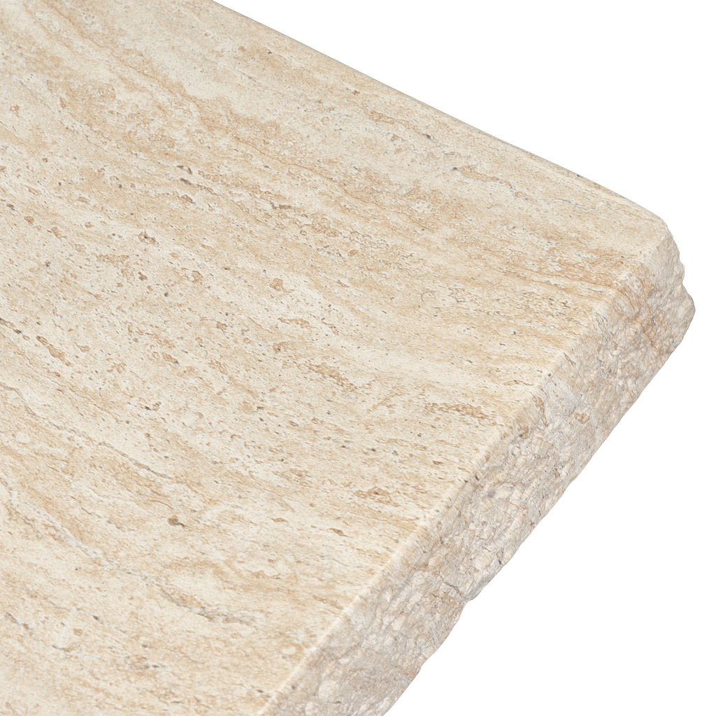 Modern Travertine Travertine Coffee Table with Weather-Resistant Build