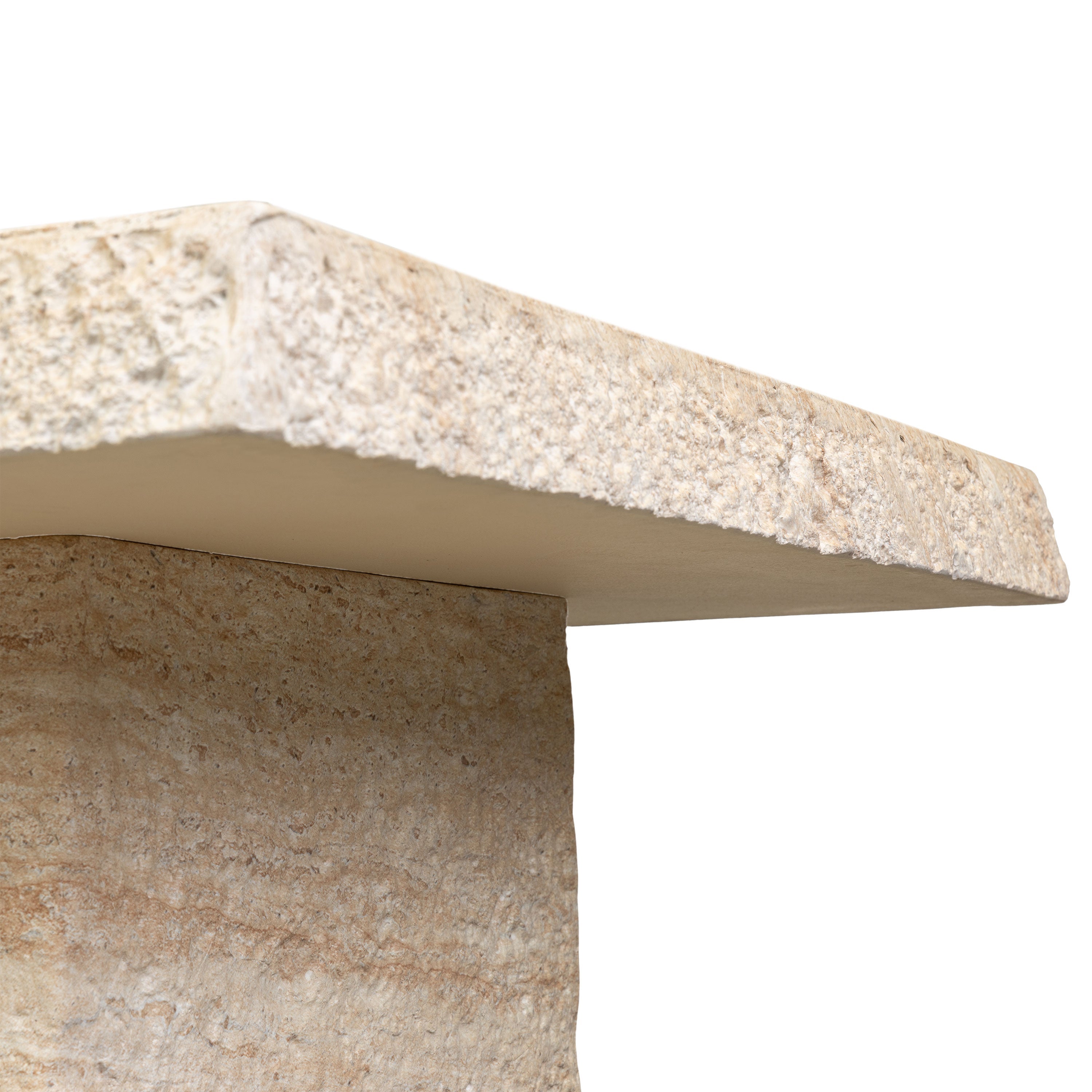 Modern Travertine Travertine Coffee Table with Weather-Resistant Build