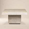 Modern Travertine Travertine Coffee Table with Weather-Resistant Build