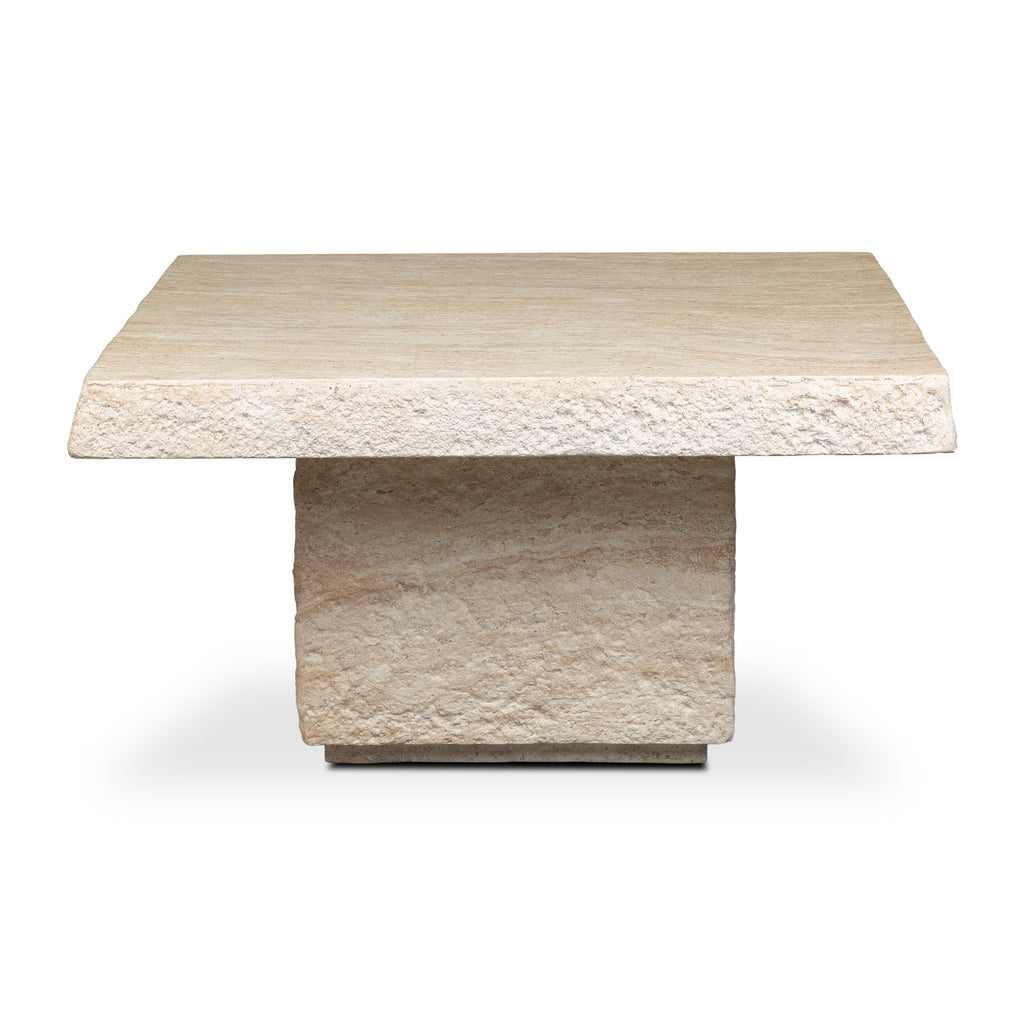 Modern Travertine Travertine Coffee Table with Weather-Resistant Build