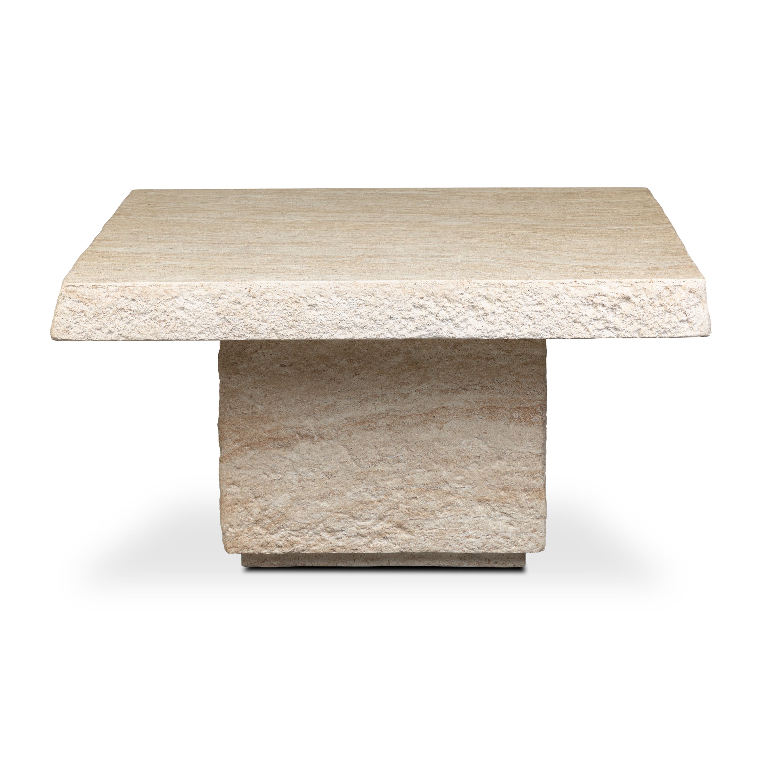 Modern Travertine Travertine Coffee Table with Weather-Resistant Build