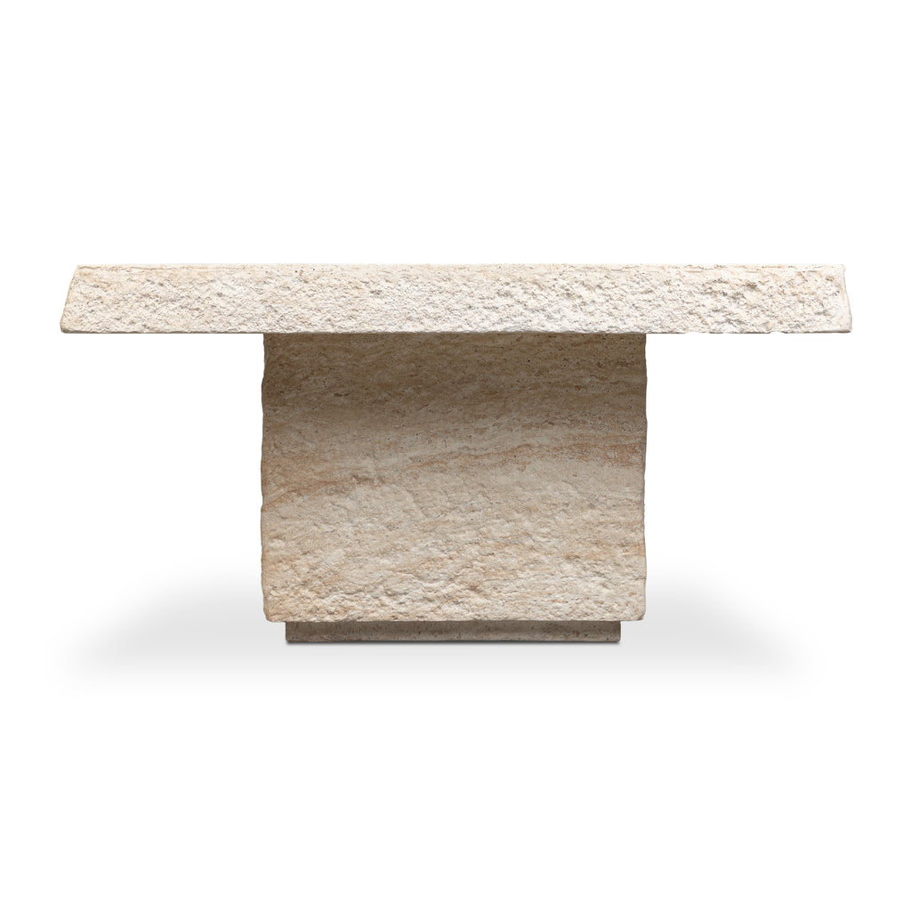Modern Travertine Travertine Coffee Table with Weather-Resistant Build
