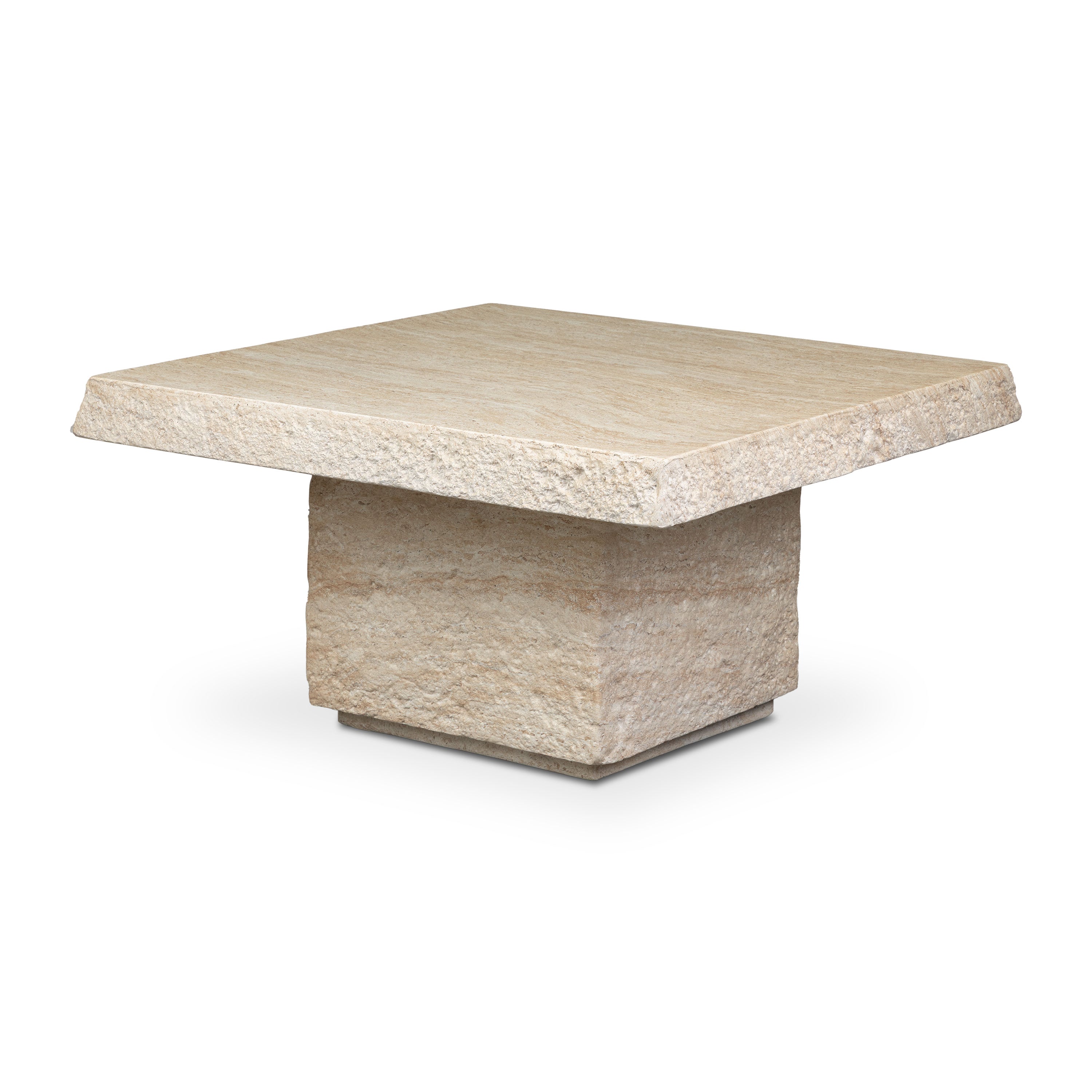 Modern Travertine Travertine Coffee Table with Weather-Resistant Build