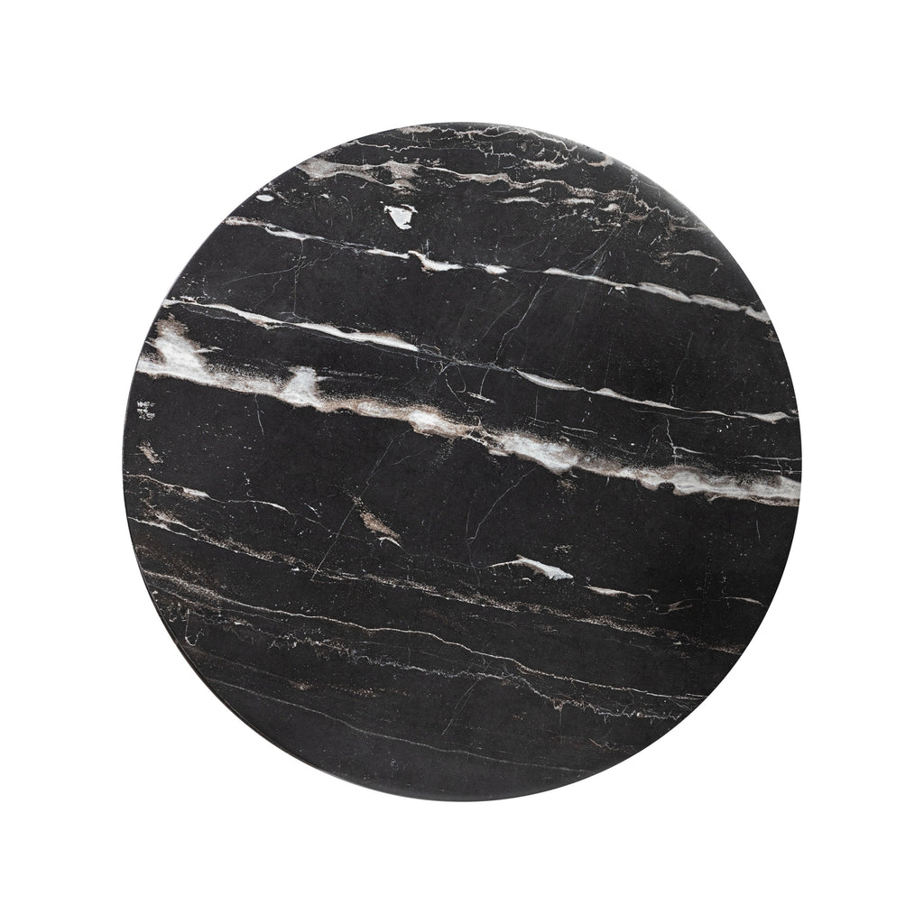 Modern Black Marble Marble Side Table with Weather-Resistant Build