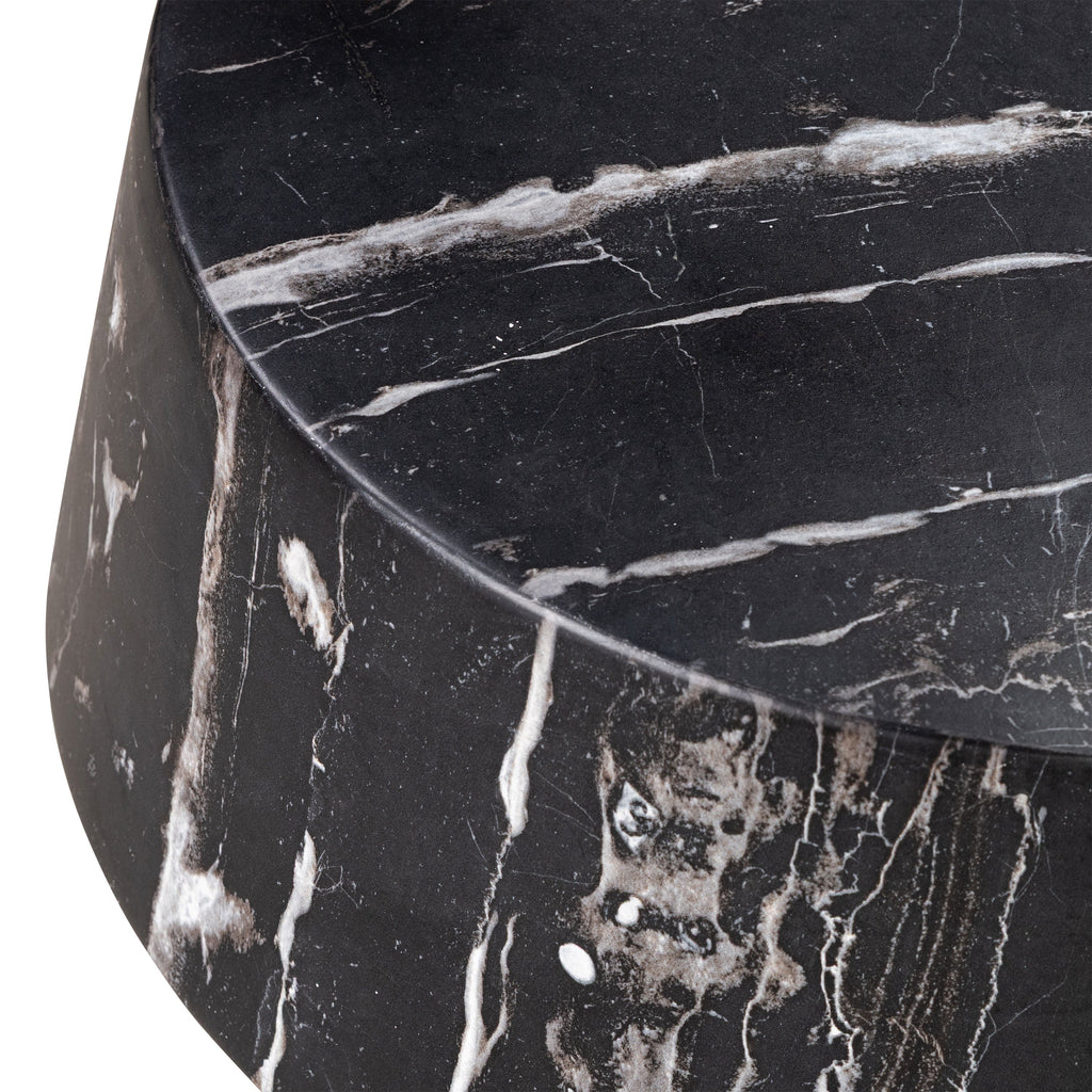 Modern Black Marble Marble Side Table with Weather-Resistant Build