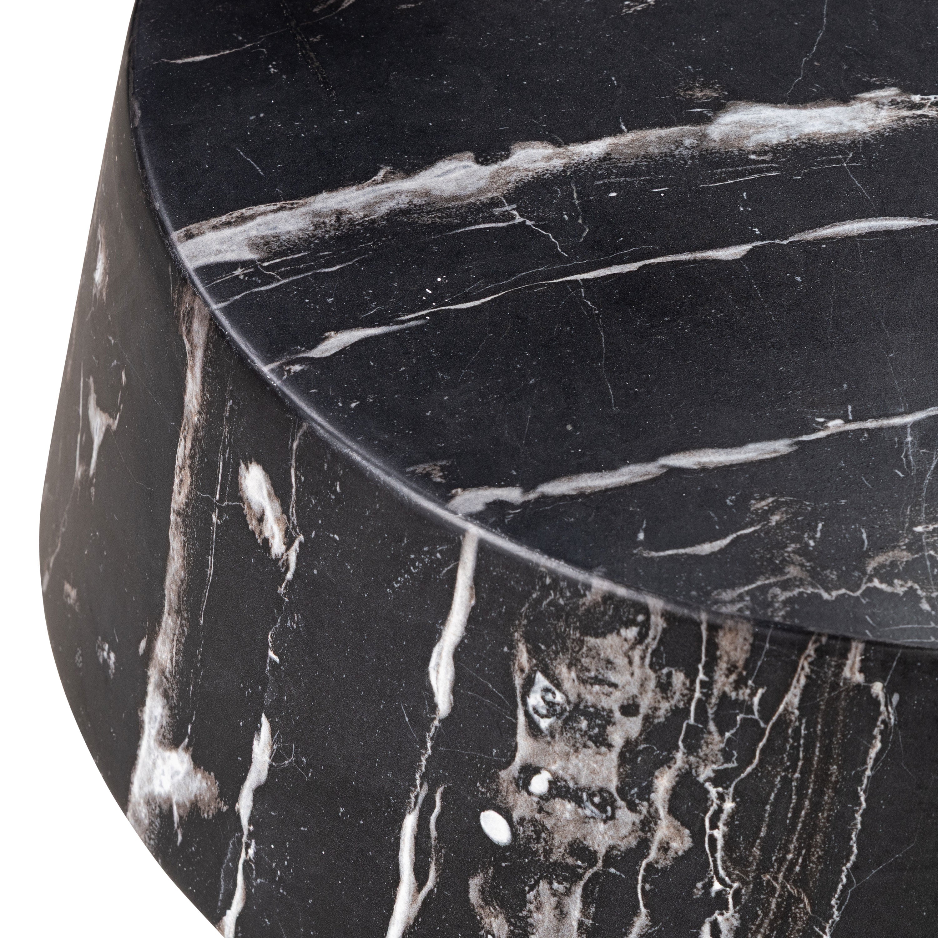 Modern Black Marble Marble Side Table with Weather-Resistant Build
