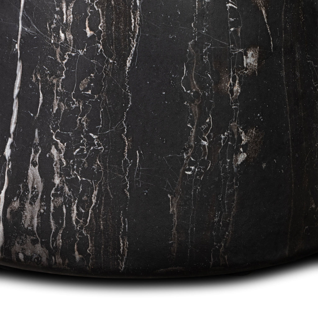 Modern Black Marble Marble Side Table with Weather-Resistant Build