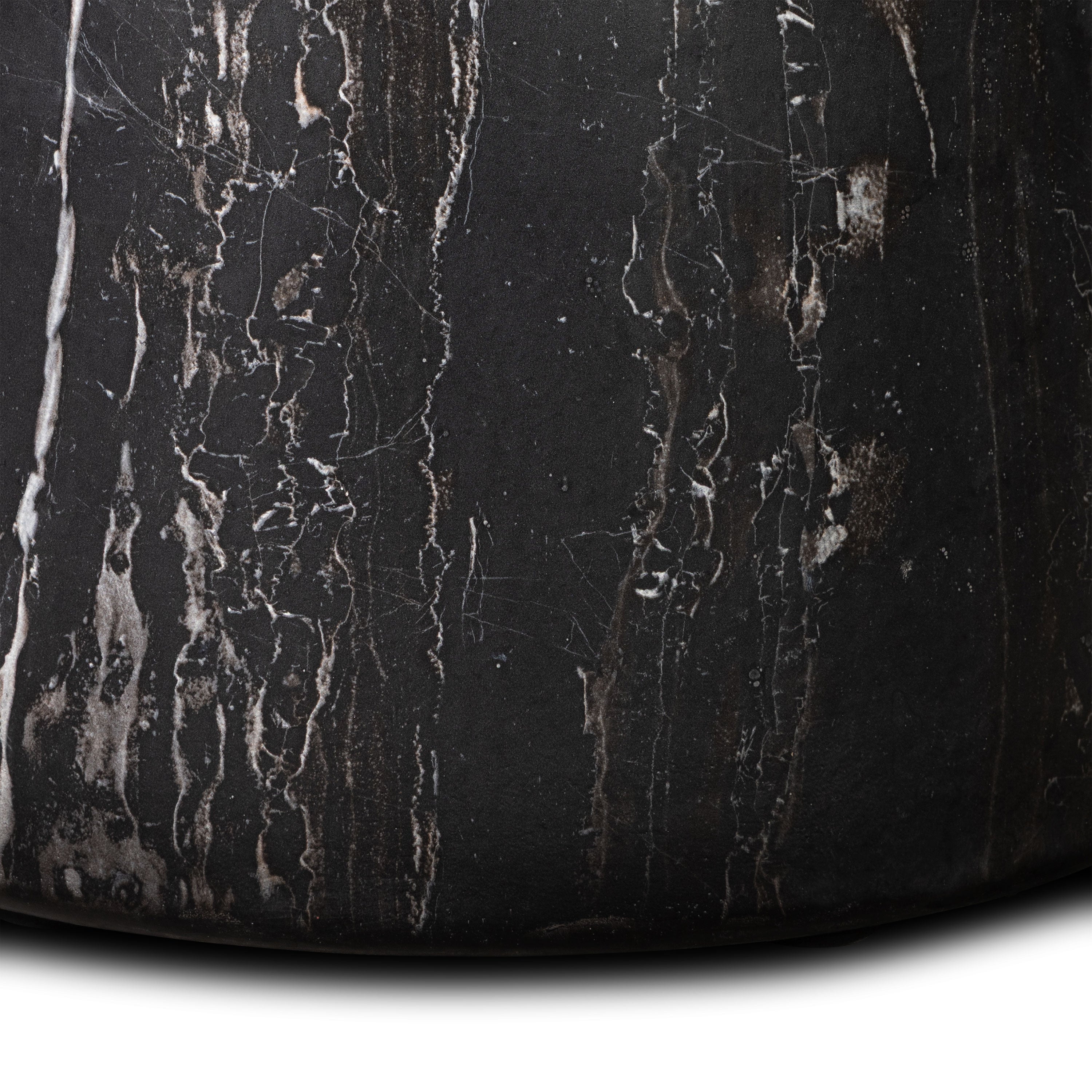 Modern Black Marble Marble Side Table with Weather-Resistant Build