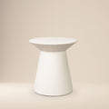 Modern Almond White Side Table with Weather-Resistant Build