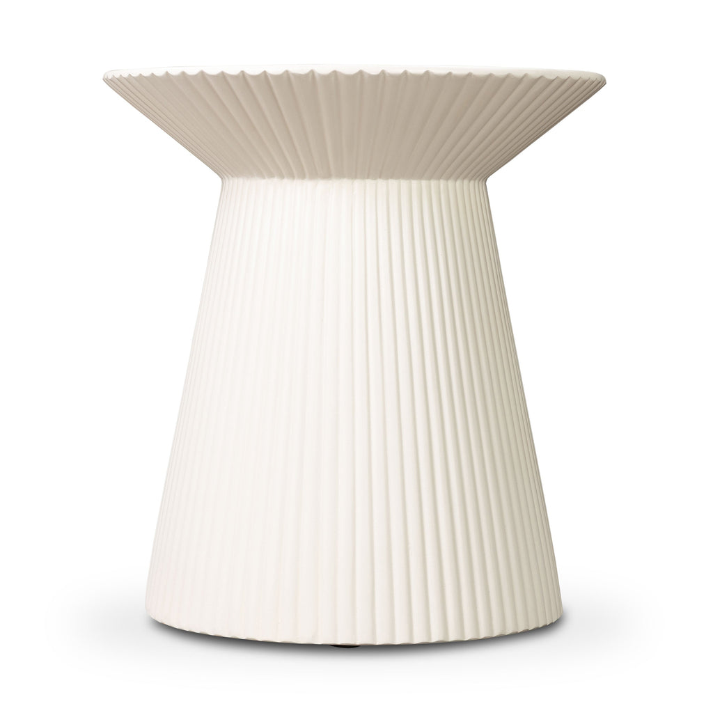 Modern Almond White Side Table with Weather-Resistant Build