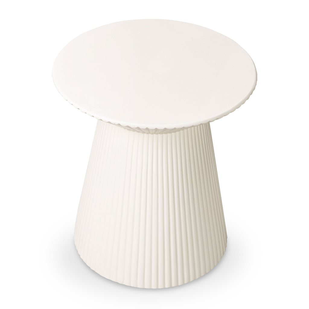 Modern Almond White Side Table with Weather-Resistant Build