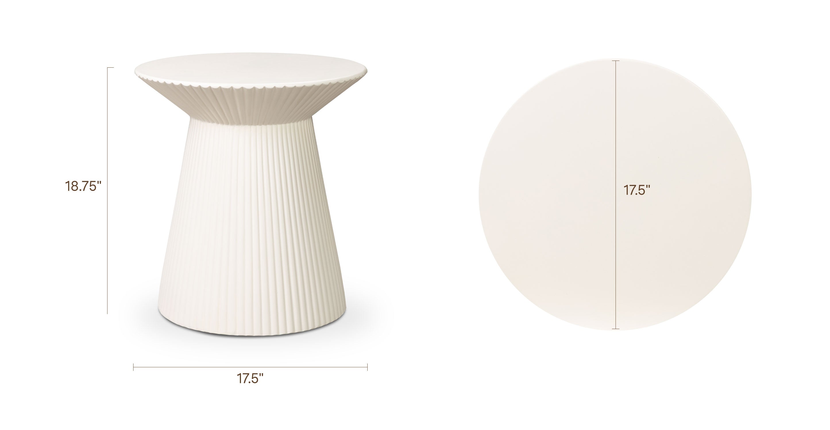 Modern Almond White Side Table with Weather-Resistant Build