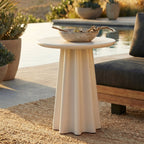 Table d'appoint moderne blanc amande avec fabrication résistante aux intempéries