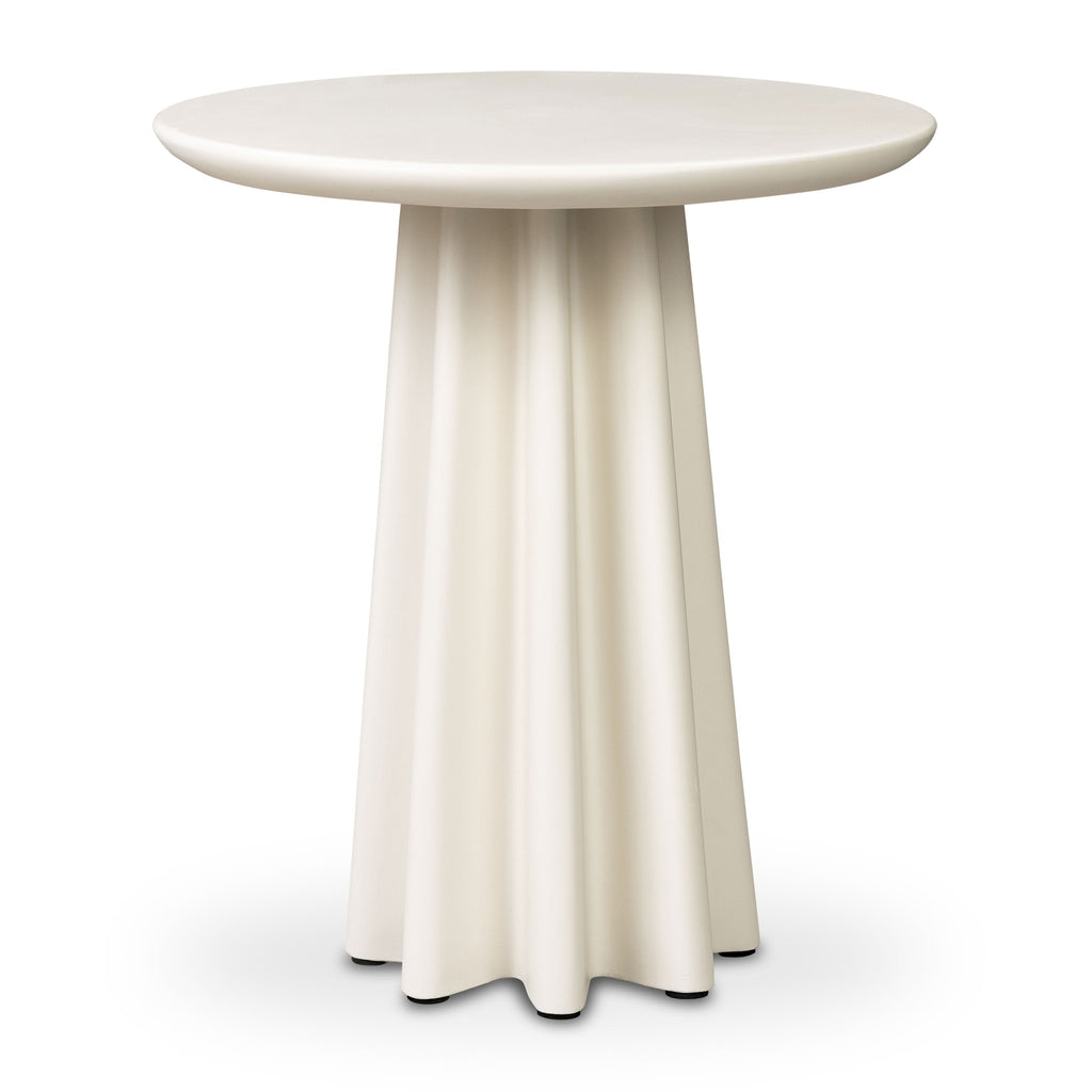 Modern Almond White Side Table with Weather-Resistant Build