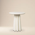 Modern Almond White Side Table with Weather-Resistant Build