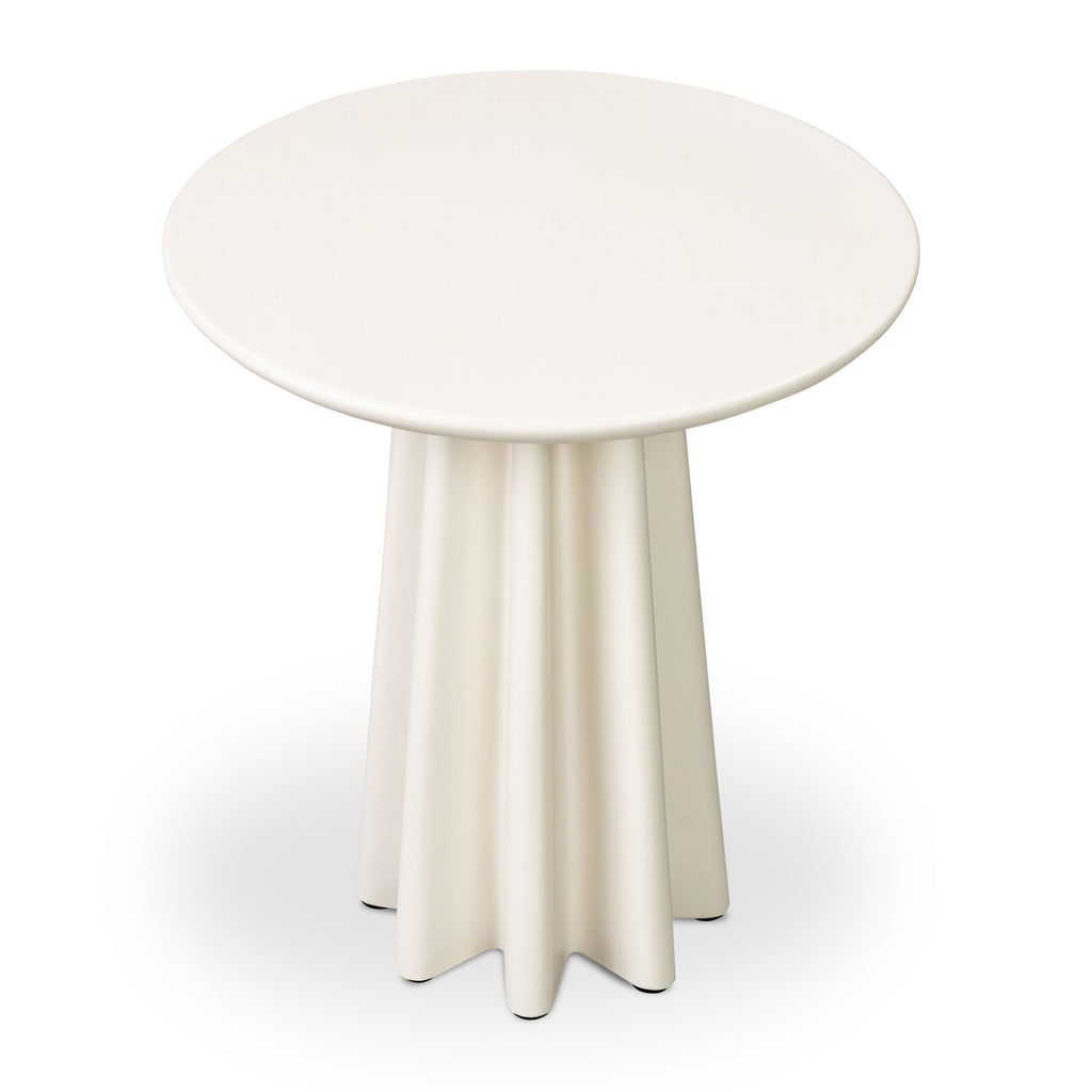Modern Almond White Side Table with Weather-Resistant Build