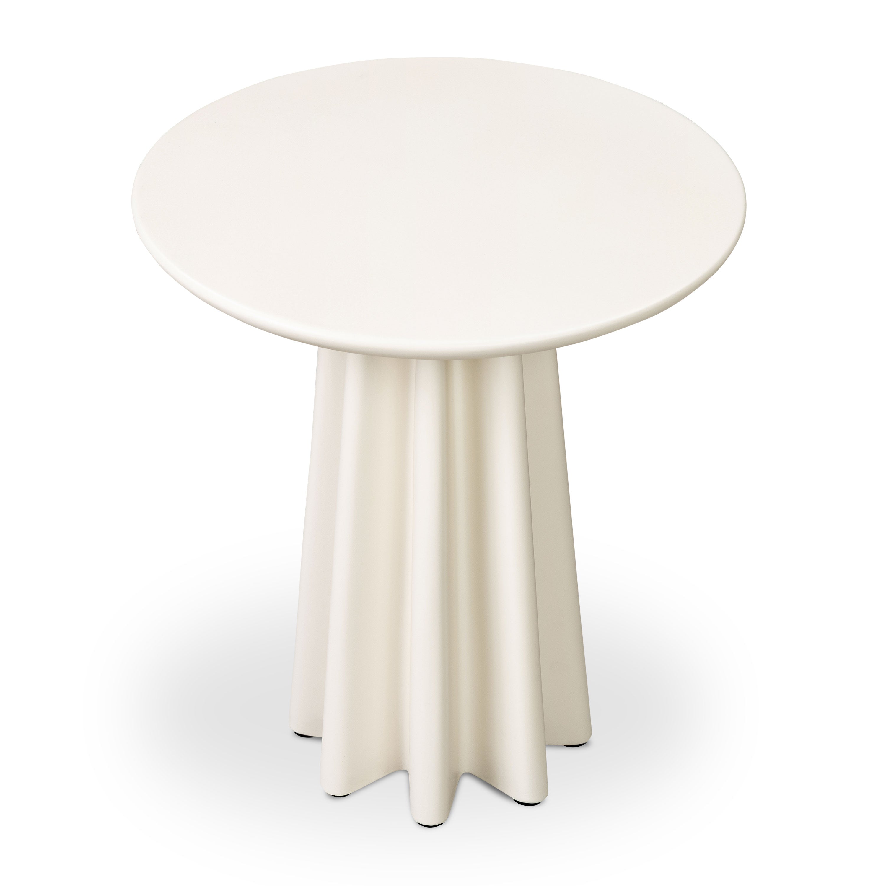 Modern Almond White Side Table with Weather-Resistant Build