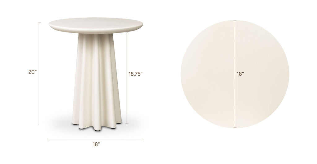 Modern Almond White Side Table with Weather-Resistant Build