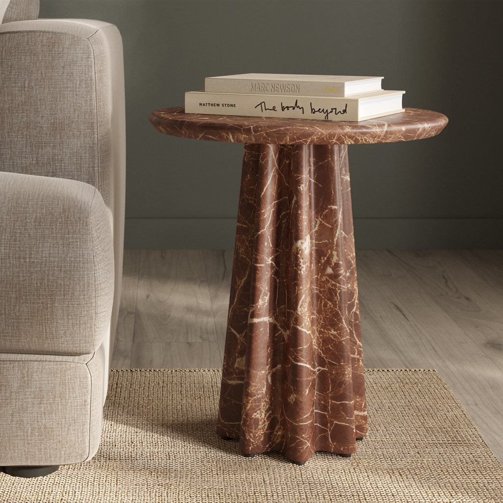 Modern Bordeaux Red Side Table with Weather-Resistant Build