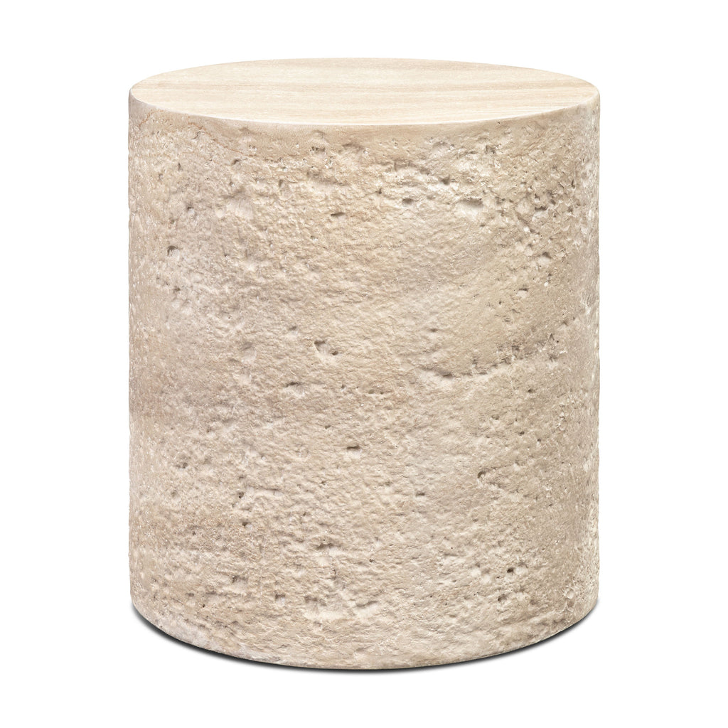 Modern Travertine Travertine Side Table with Weather-Resistant Build