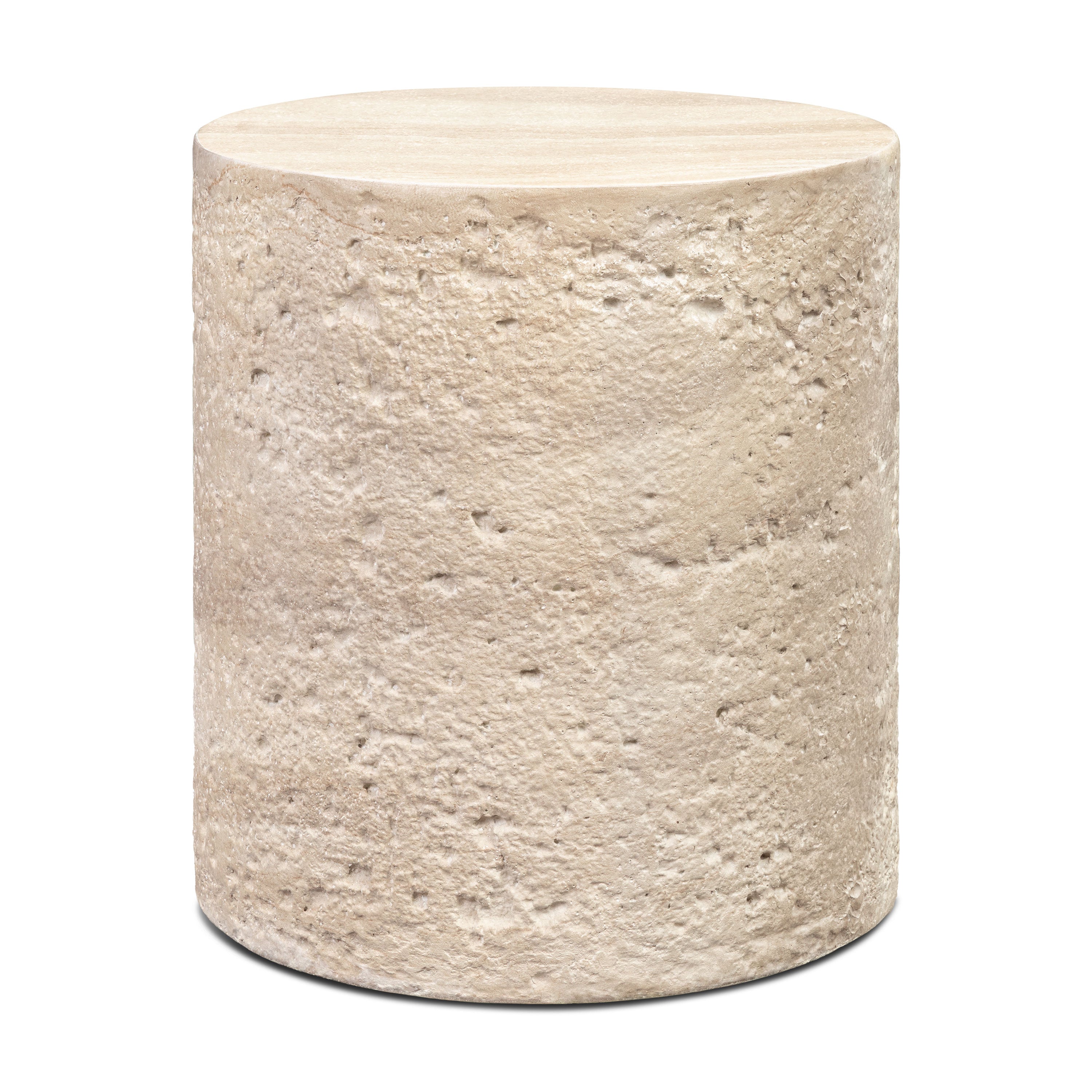 Modern Travertine Travertine Side Table with Weather-Resistant Build