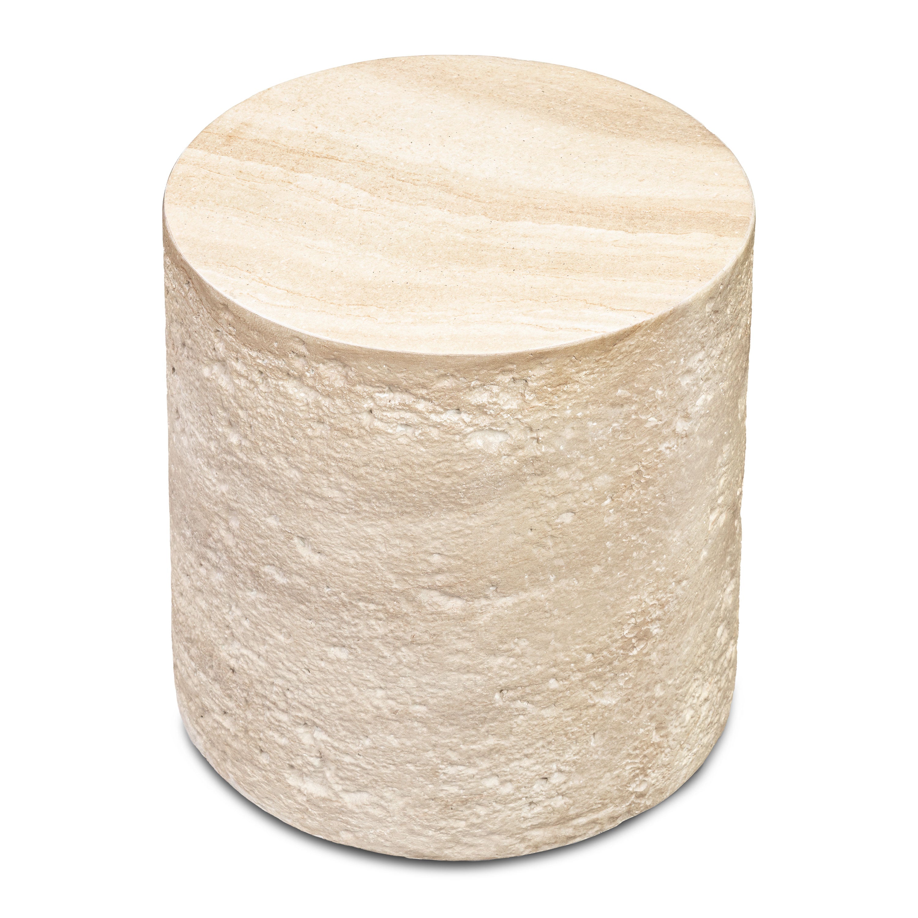 Modern Travertine Travertine Side Table with Weather-Resistant Build
