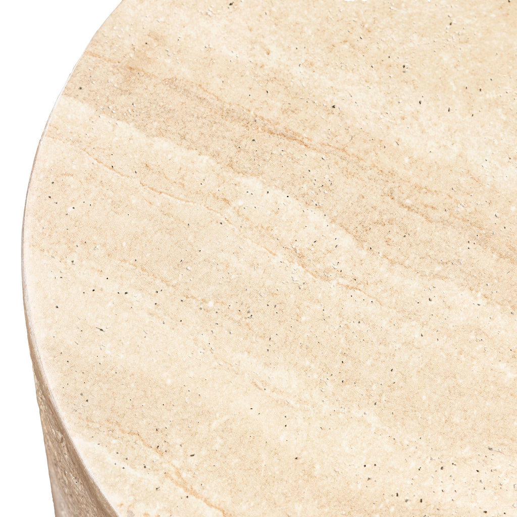 Modern Travertine Travertine Side Table with Weather-Resistant Build