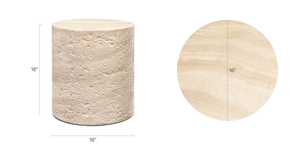 Modern Travertine Travertine Side Table with Weather-Resistant Build