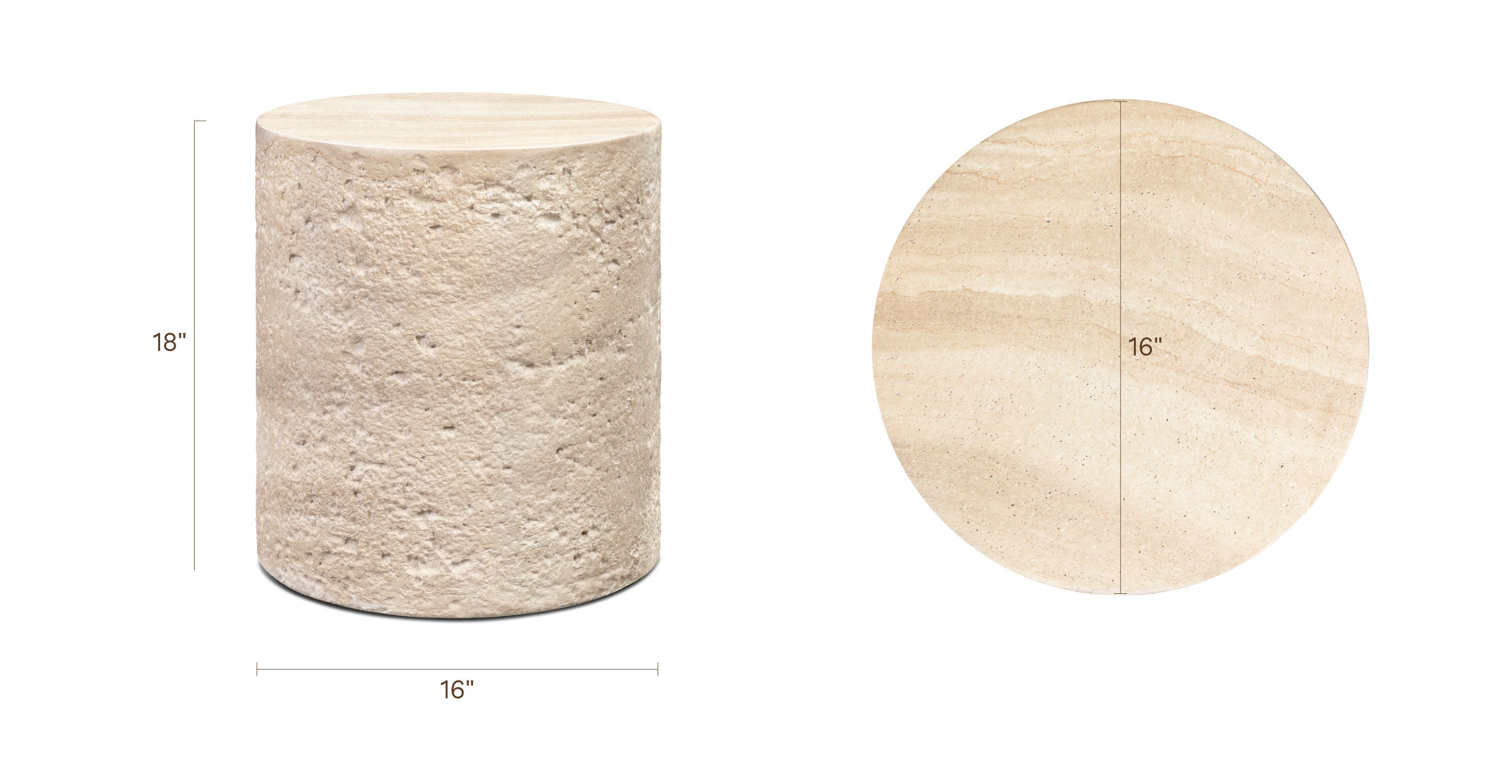 Modern Travertine Travertine Side Table with Weather-Resistant Build