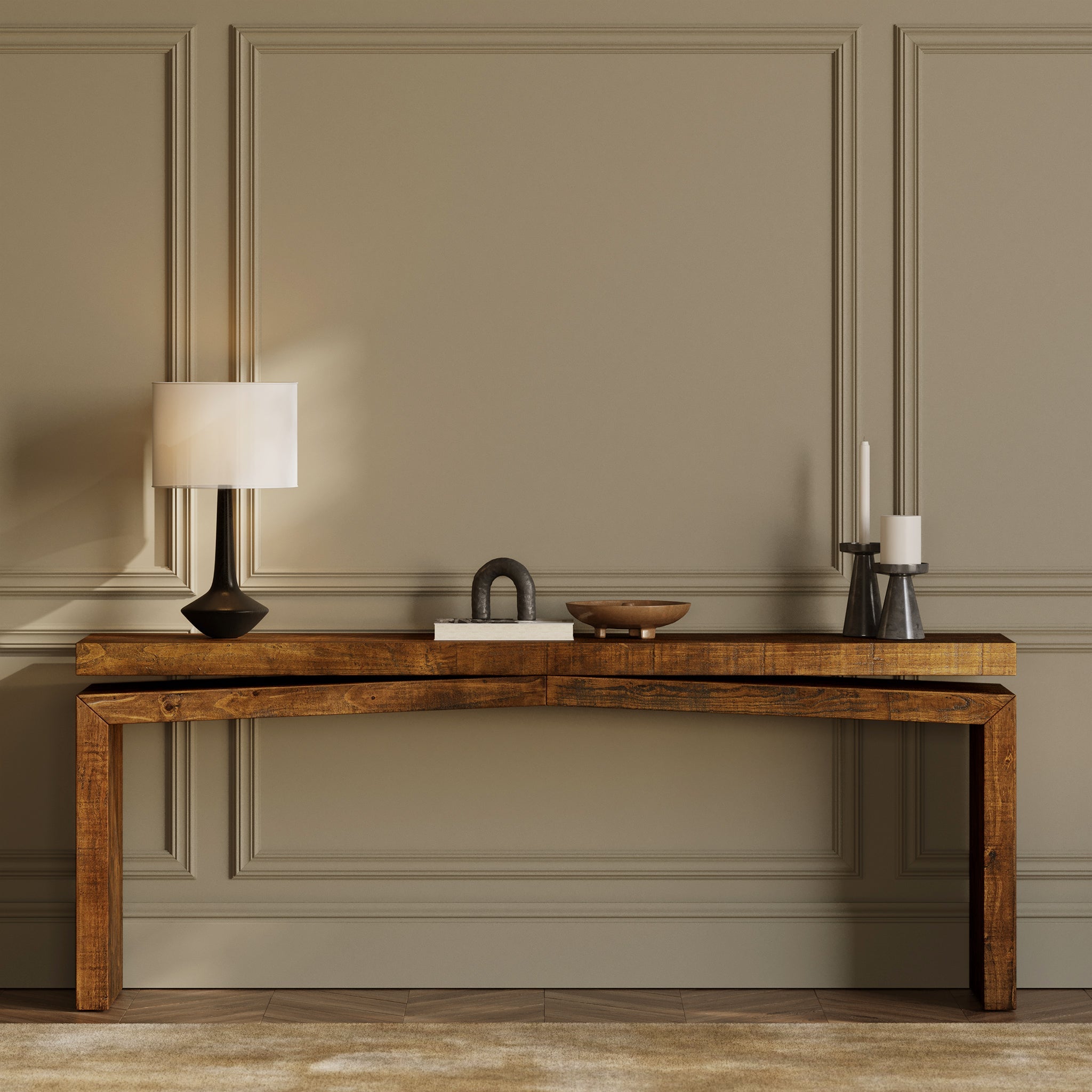 Modern Walnut Walnut Wood Console Table for Entryway or Living Room