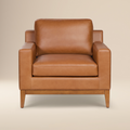 Modern Saddle Tan Leather Lounge Chair with Kiln-Dried Wood Frame
