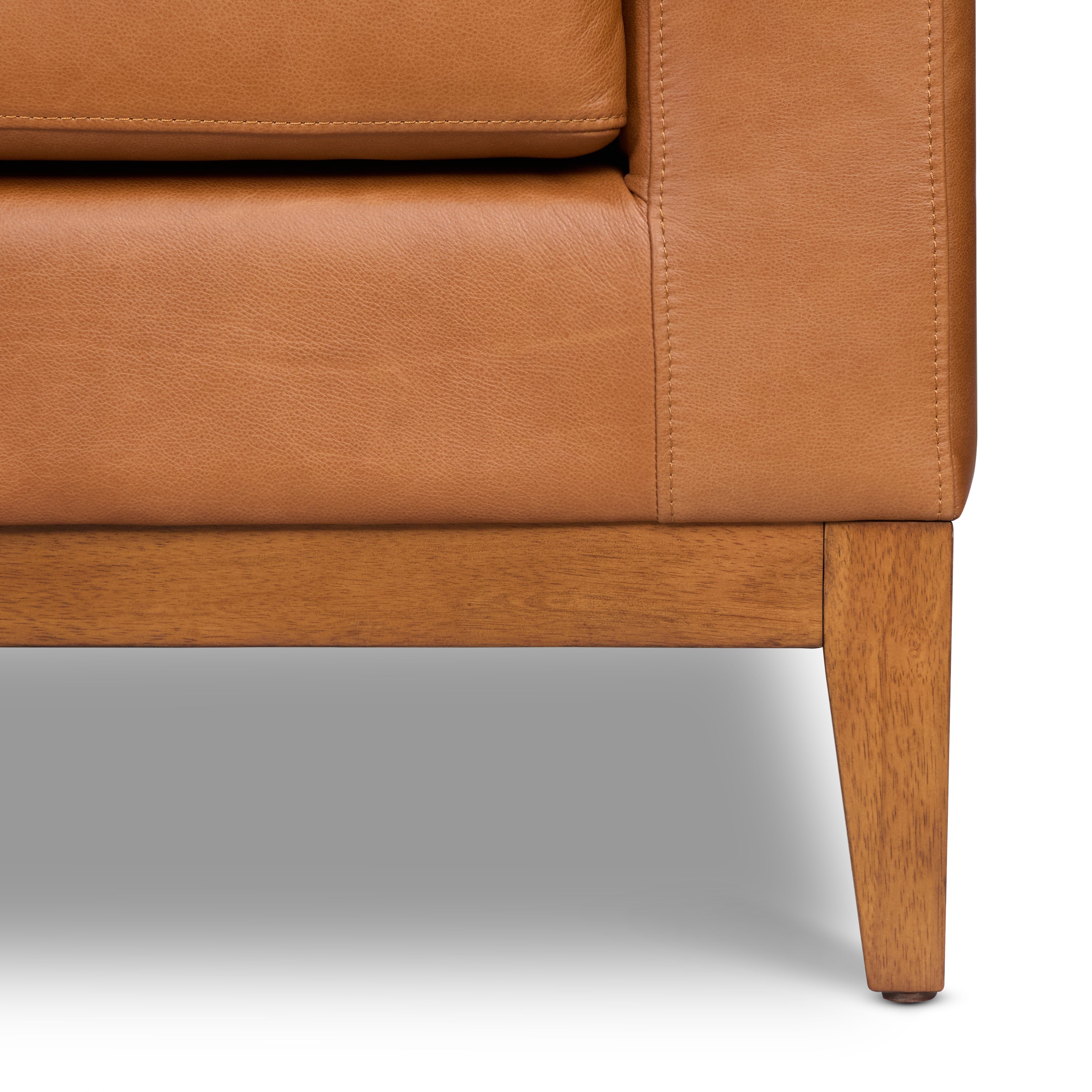 Modern Saddle Tan Leather Lounge Chair with Kiln-Dried Wood Frame