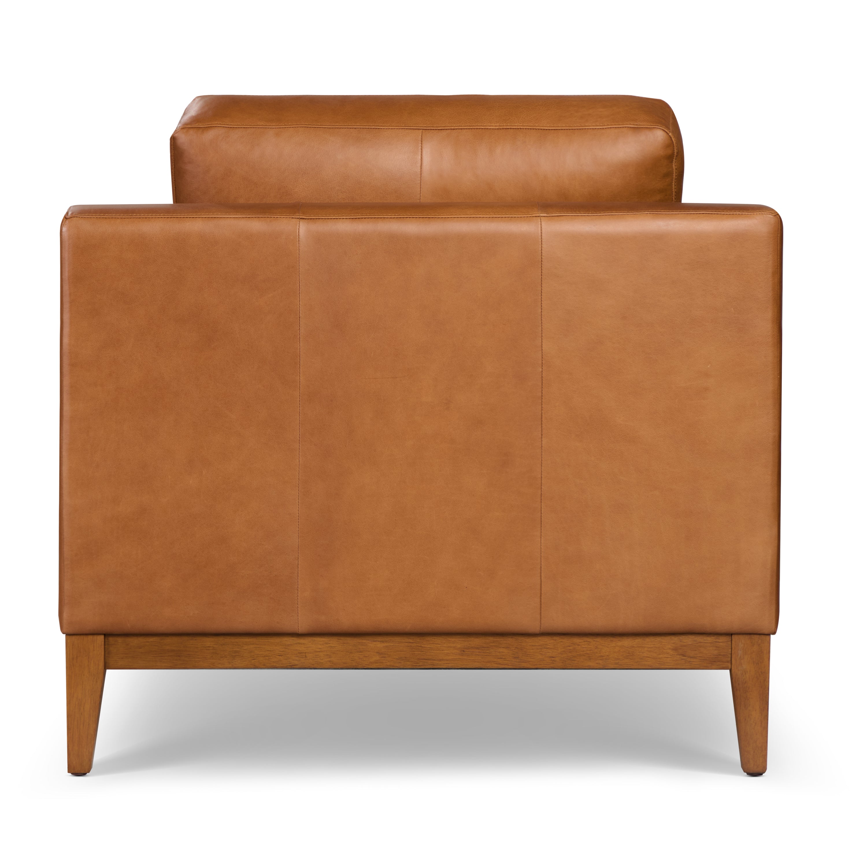Modern Saddle Tan Leather Lounge Chair with Kiln-Dried Wood Frame