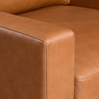 Fauteuil moderne en cuir sellier marron avec cadre en bois séché au four