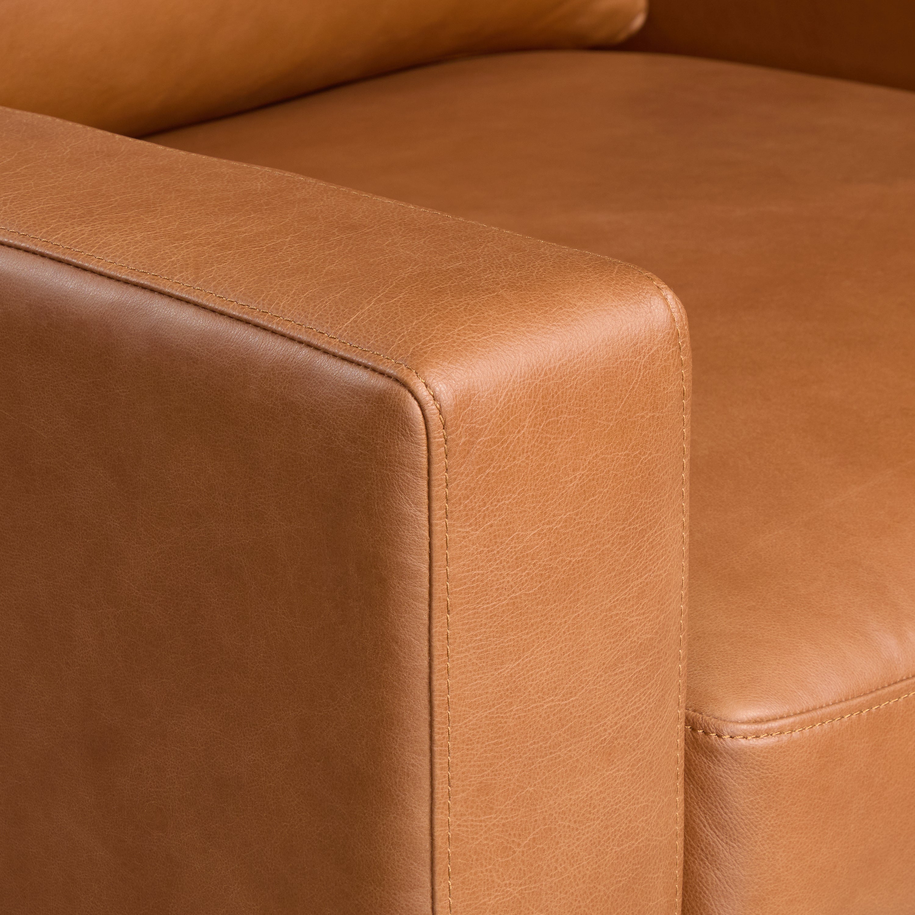 Modern Saddle Tan Leather Lounge Chair with Kiln-Dried Wood Frame