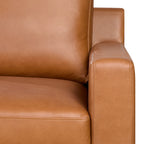 Fauteuil moderne en cuir sellier marron avec cadre en bois séché au four