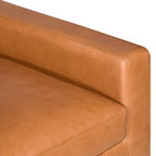 Fauteuil moderne en cuir sellier marron avec cadre en bois séché au four