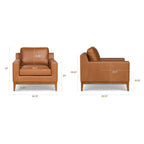 Fauteuil moderne en cuir sellier marron avec cadre en bois séché au four