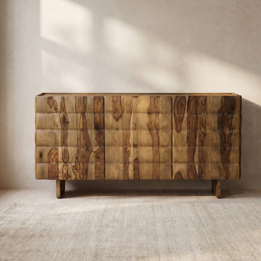 Modern Burnished Brown Sideboard with Kiln-Dried Wood Frame