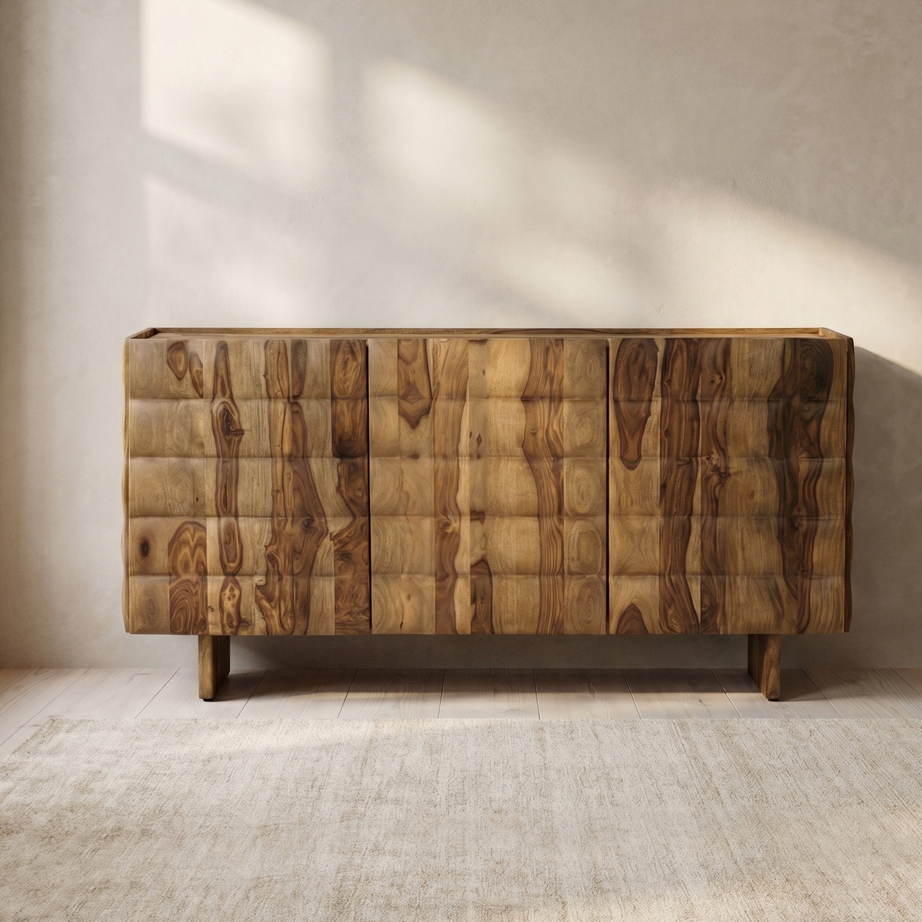 Modern Burnished Brown Sideboard with Kiln-Dried Wood Frame